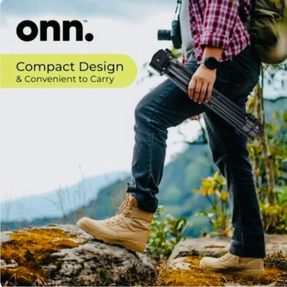 Compact ONN Tripod 17.8”-52”. 'Focus' - With Smartphone Cradle.
